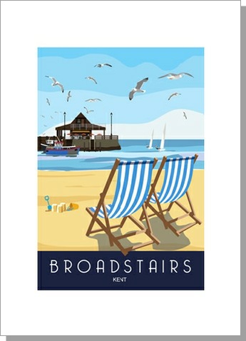 Broadstairs Beach and Deck Chairs Portrait  Greetings Card