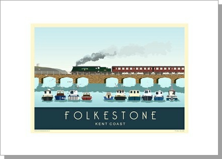 Folkestone Harbour Bridge Greetings Card