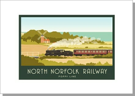 North Norfolk Railway passing Weybourne Windmill Greetings Card