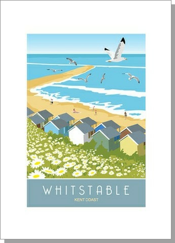 Whitstable Huts Tankerton Slopes Greetings Card