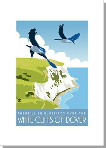 Blue Birds over the White Cliffs of Dover Greetings Card