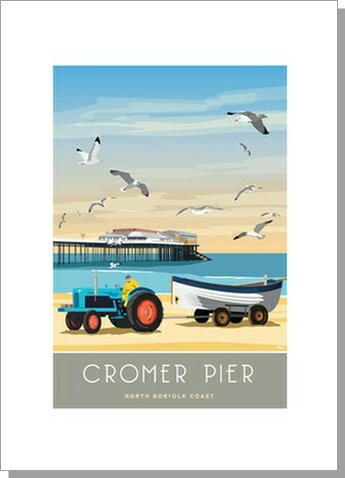 Cromer Tractor Beach Pier Card