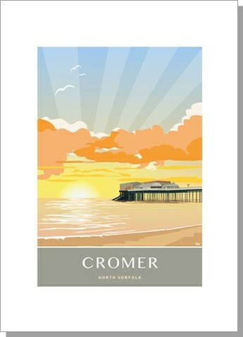 Cromer Pier Sunset Beach Card