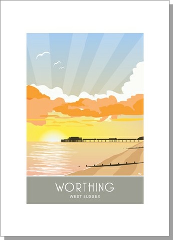 Worthing Pier Sunset Beach Card