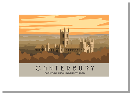 Canterbury Cathedral from the University Road in the evening, landscape