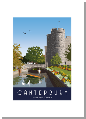 Canterbury West Gate Towers Greetings Card