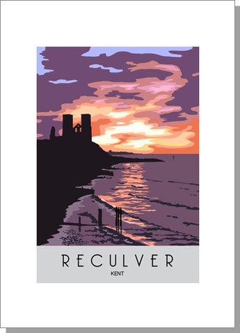 Reculver Sunset Greetings Card